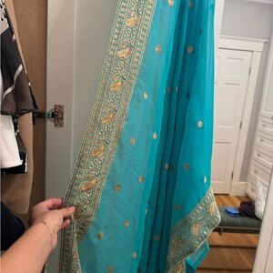 Beautiful turquoise blue Indian saree